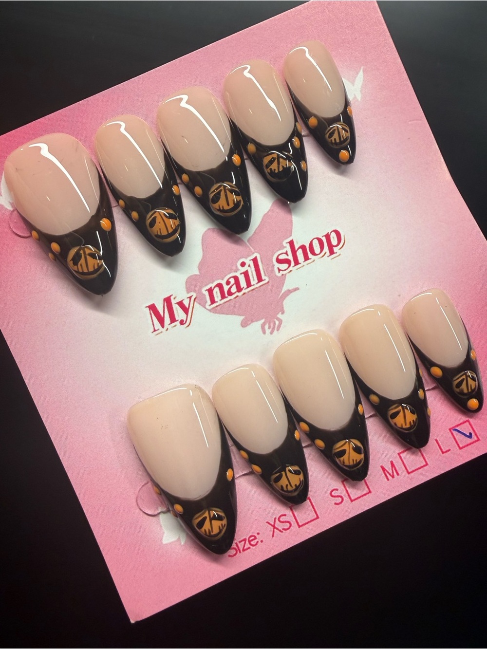 Halloween Black Tips Press-On Nails Large
